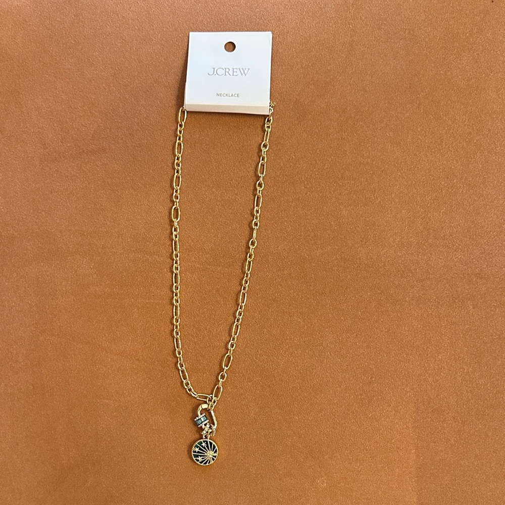 J. Crew Gold-Tone Link Necklace with Compass Pendant